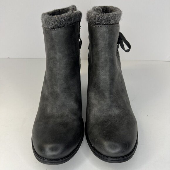 Roxy Dakota Boots Womens Size 10 Gray Booties Faux Leather Fur Lined Heels - Picture 3 of 9